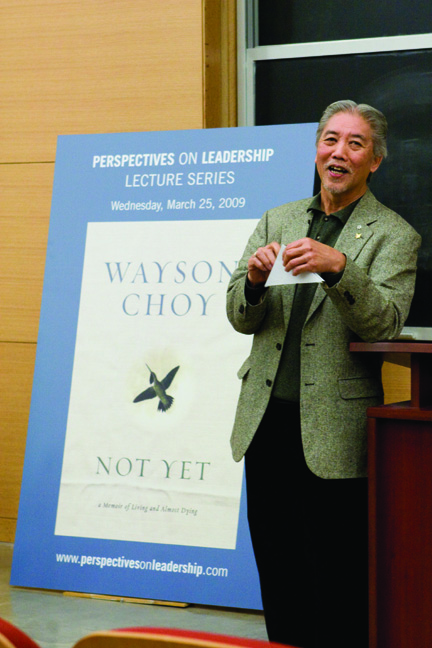 Photo by Request: Wayson Choy folds a paper butterfly at UTSC Wednesday night. He was there to speak on leadership and the story behind his new memoir Not Yet.